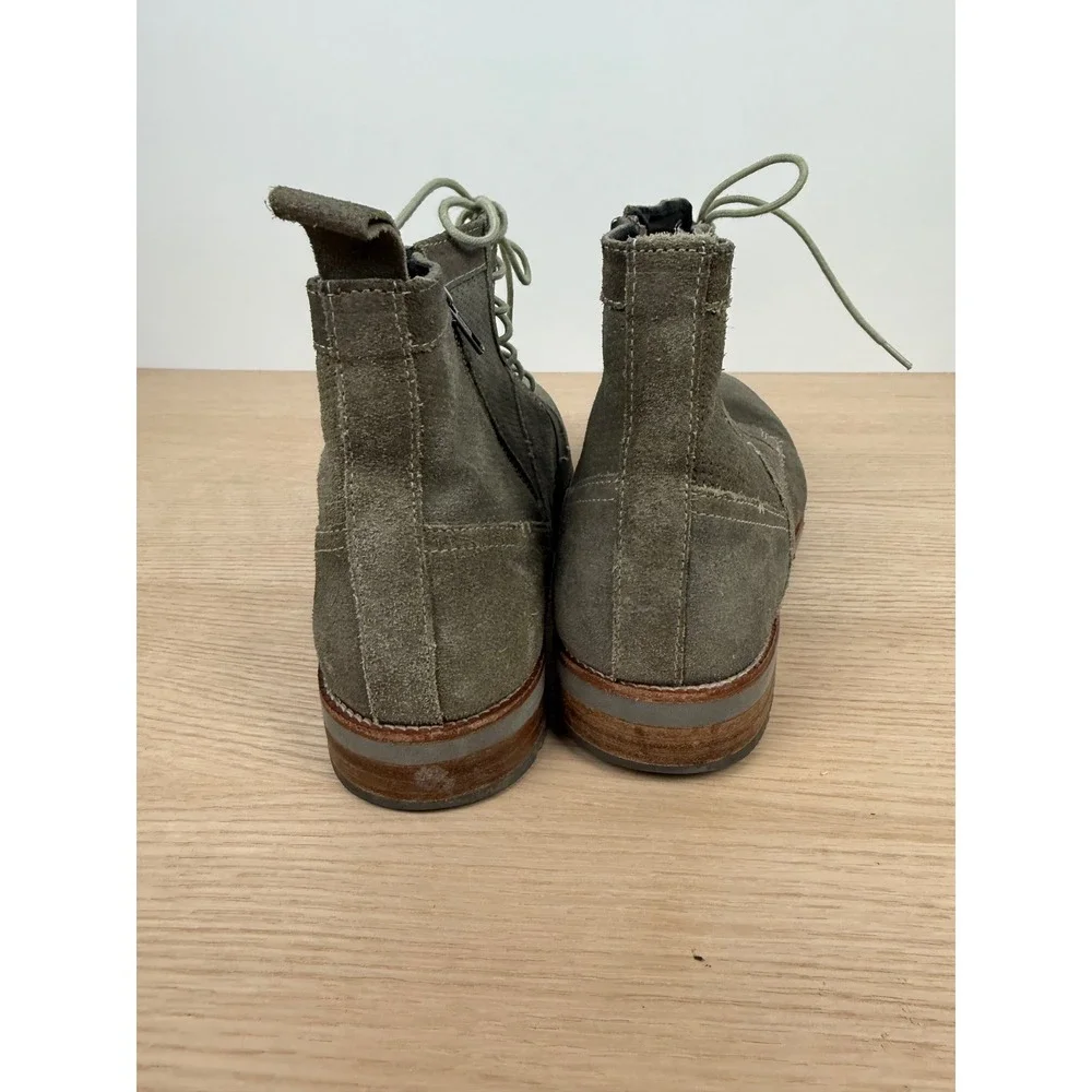 Mens 13 Ben‎ Sherman Gray Suede Leather Lace Up Ankle Boots Side Zip